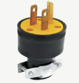 Clavija de Hule Redonda Aterrizada con Abrazadera de Seguridad