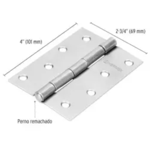 Bisagra Rectangular de Acero - 4" x 2 3/4" - Imagen 2