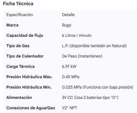 Calentador de Paso Rugo - 6L - Imagen 2